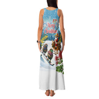 New Zealand and Australia Merry Christmas Family Matching Tank Maxi Dress and Hawaiian Shirt Kiwi Birds Skiing and Koala Santa Riding Kangaroo
