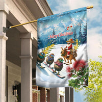 New Zealand and Australia Merry Christmas Garden Flag Kiwi Birds Skiing and Koala Santa Riding Kangaroo