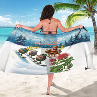 New Zealand and Australia Merry Christmas Sarong Kiwi Birds Skiing and Koala Santa Riding Kangaroo