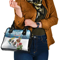New Zealand and Australia Merry Christmas Shoulder Handbag Kiwi Birds Skiing and Koala Santa Riding Kangaroo