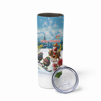 New Zealand and Australia Merry Christmas Skinny Tumbler Kiwi Birds Skiing and Koala Santa Riding Kangaroo