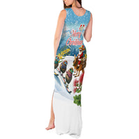 New Zealand and Australia Merry Christmas Tank Maxi Dress Kiwi Birds Skiing and Koala Santa Riding Kangaroo