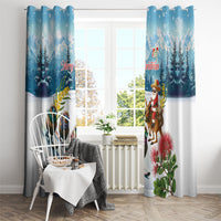 New Zealand and Australia Merry Christmas Window Curtain Kiwi Birds Skiing and Koala Santa Riding Kangaroo