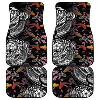Hawaiian and Japanese Together Car Mats Polynesian Triball Tattoo Koi Carps and Sakura