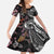Hawaiian and Japanese Together Kid Short Sleeve Dress Polynesian Triball Tattoo Koi Carps and Sakura
