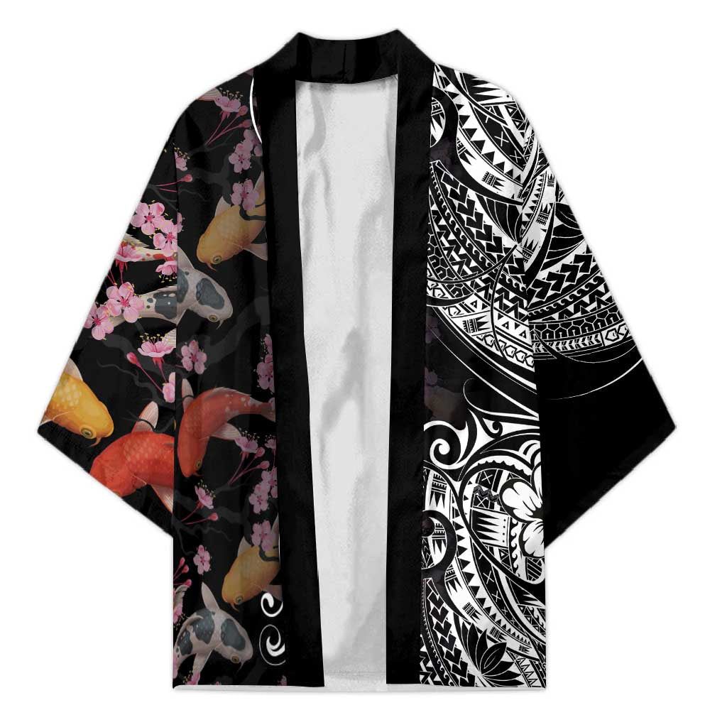 Hawaiian and Japanese Together Kimono Polynesian Triball Tattoo Koi Carps and Sakura - Polynesian Pride