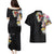 Hawaiian and Japanese Together Couples Matching Puletasi and Hawaiian Shirt Colorful Traditional Japanese Tattoo and Kakau Pattern Black Color