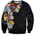 Hawaiian and Japanese Together Sweatshirt Colorful Traditional Japanese Tattoo and Kakau Pattern Black Color