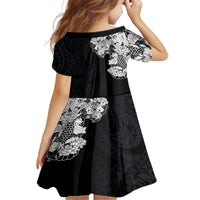 Hawaiian and Japanese Together Family Matching Off The Shoulder Long Sleeve Dress and Hawaiian Shirt Japanese Koi Fish Tattoo and Kakau Pattern Black Color LT03 - Polynesian Pride