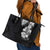 Hawaiian and Japanese Together Leather Tote Bag Japanese Koi Fish Tattoo and Kakau Pattern Black Color