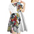 Hawaiian and Japanese Together Kid Short Sleeve Dress Colorful Traditional Japanese Tattoo and Kakau Pattern White Color