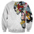 Hawaiian and Japanese Together Sweatshirt Colorful Traditional Japanese Tattoo and Kakau Pattern White Color