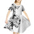 Hawaiian and Japanese Together Kid Short Sleeve Dress Japanese Koi Fish Tattoo and Kakau Pattern White Color