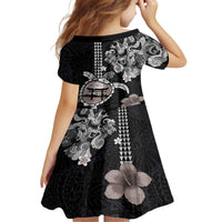 Hawaiian and Japanese Together Family Matching Off The Shoulder Long Sleeve Dress and Hawaiian Shirt Japanese Culture and Turtle Kakau Tattoo Black Color LT03 - Polynesian Pride
