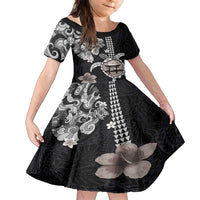 Hawaiian and Japanese Together Family Matching Summer Maxi Dress and Hawaiian Shirt Japanese Culture and Turtle Kakau Tattoo Black Color LT03 Daughter's Dress Black - Polynesian Pride