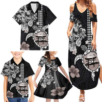 Hawaiian and Japanese Together Family Matching Summer Maxi Dress and Hawaiian Shirt Japanese Culture and Turtle Kakau Tattoo Black Color LT03 - Polynesian Pride