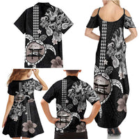 Hawaiian and Japanese Together Family Matching Summer Maxi Dress and Hawaiian Shirt Japanese Culture and Turtle Kakau Tattoo Black Color LT03 - Polynesian Pride