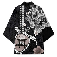 Hawaiian and Japanese Together Kimono Japanese Culture and Turtle Kakau Tattoo Black Color - Polynesian Pride