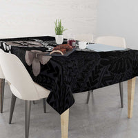 Hawaiian and Japanese Together Tablecloth Japanese Culture and Turtle Kakau Tattoo Black Color