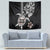 Hawaiian and Japanese Together Tapestry Japanese Culture and Turtle Kakau Tattoo Black Color