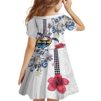 Hawaiian and Japanese Together Family Matching Off The Shoulder Long Sleeve Dress and Hawaiian Shirt Japanese Culture and Turtle Kakau Tattoo White Color LT03 - Polynesian Pride