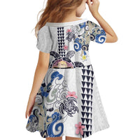 Hawaiian and Japanese Together Family Matching Off Shoulder Short Dress and Hawaiian Shirt Japanese Culture and Turtle Kakau Tattoo White Color LT03 - Polynesian Pride