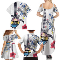 Hawaiian and Japanese Together Family Matching Summer Maxi Dress and Hawaiian Shirt Japanese Culture and Turtle Kakau Tattoo White Color LT03 - Polynesian Pride