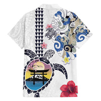 Hawaiian and Japanese Together Family Matching Summer Maxi Dress and Hawaiian Shirt Japanese Culture and Turtle Kakau Tattoo White Color LT03 - Polynesian Pride