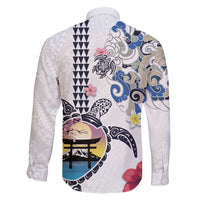 Hawaiian and Japanese Together Family Matching Tank Maxi Dress and Hawaiian Shirt Japanese Culture and Turtle Kakau Tattoo White Color