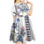 Hawaiian and Japanese Together Kid Short Sleeve Dress Japanese Culture and Turtle Kakau Tattoo White Color