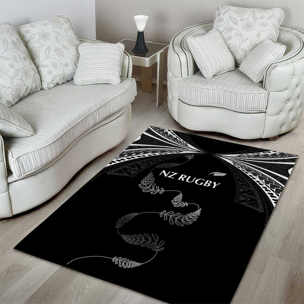 New Zealand Rugby Area Rug Aotearoa Armour Blacks Silver Ferns - Polynesian Pride