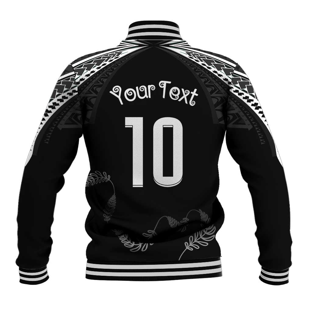 New Zealand Rugby Custom Baseball Jacket Aotearoa Armour Blacks Silver Ferns - Polynesian Pride