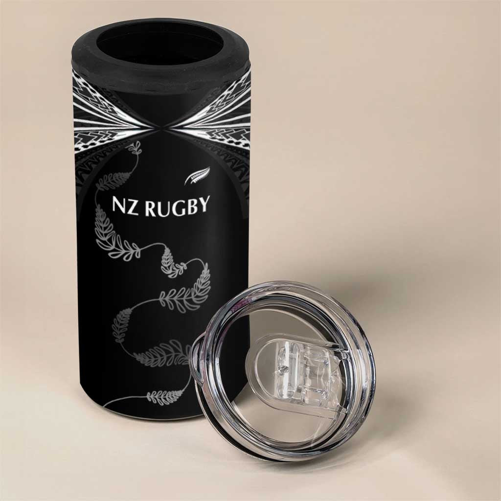 New Zealand Rugby Custom 4 in 1 Can Cooler Tumbler Aotearoa Armour Blacks Silver Ferns - Polynesian Pride