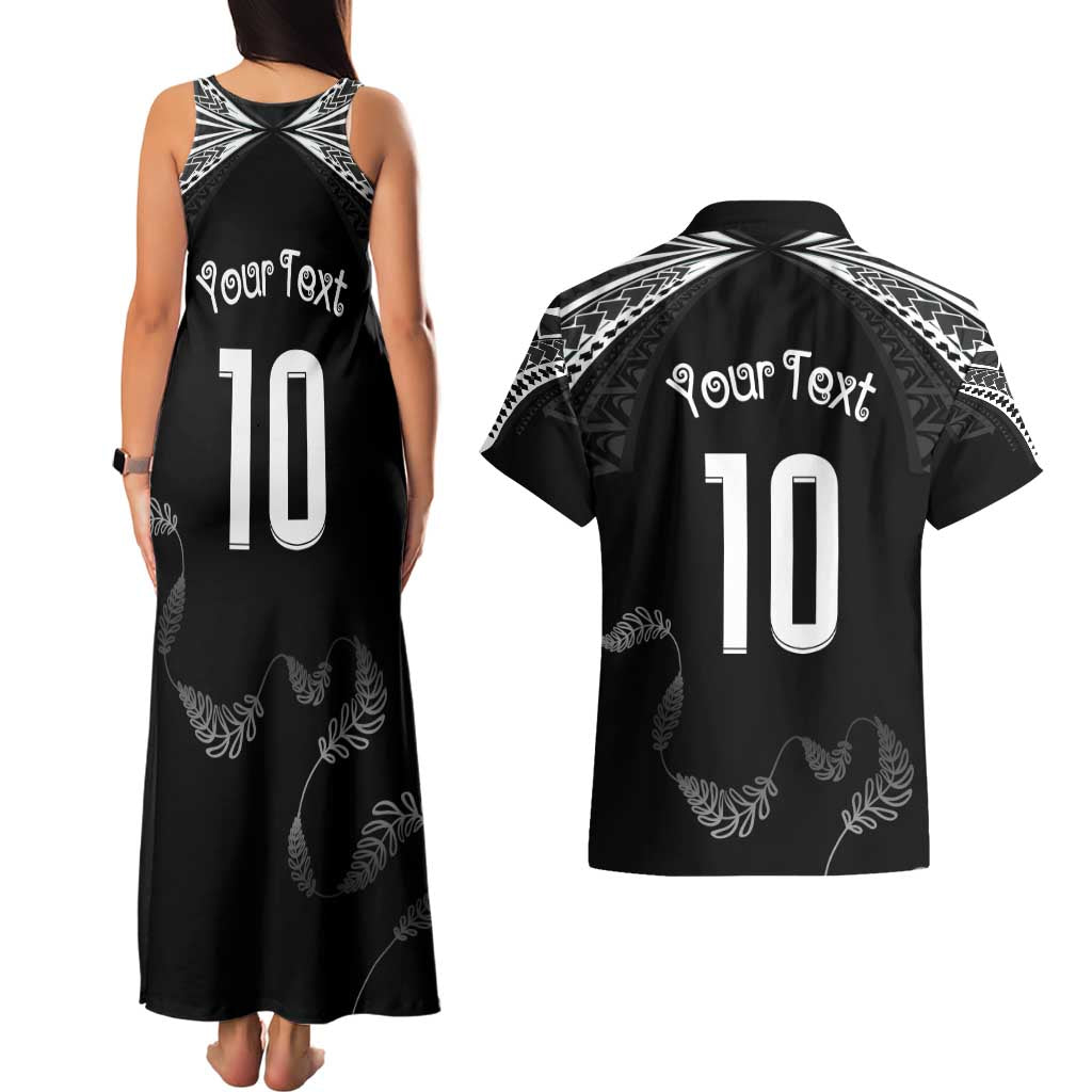 New Zealand Rugby Custom Couples Matching Tank Maxi Dress and Hawaiian Shirt Aotearoa Armour Blacks Silver Ferns - Polynesian Pride