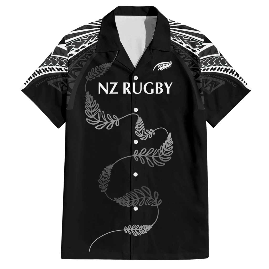 New Zealand Rugby Custom Family Matching Long Sleeve Bodycon Dress and Hawaiian Shirt Aotearoa Armour Blacks Silver Ferns - Polynesian Pride
