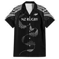 New Zealand Rugby Custom Family Matching Long Sleeve Bodycon Dress and Hawaiian Shirt Aotearoa Armour Blacks Silver Ferns - Polynesian Pride