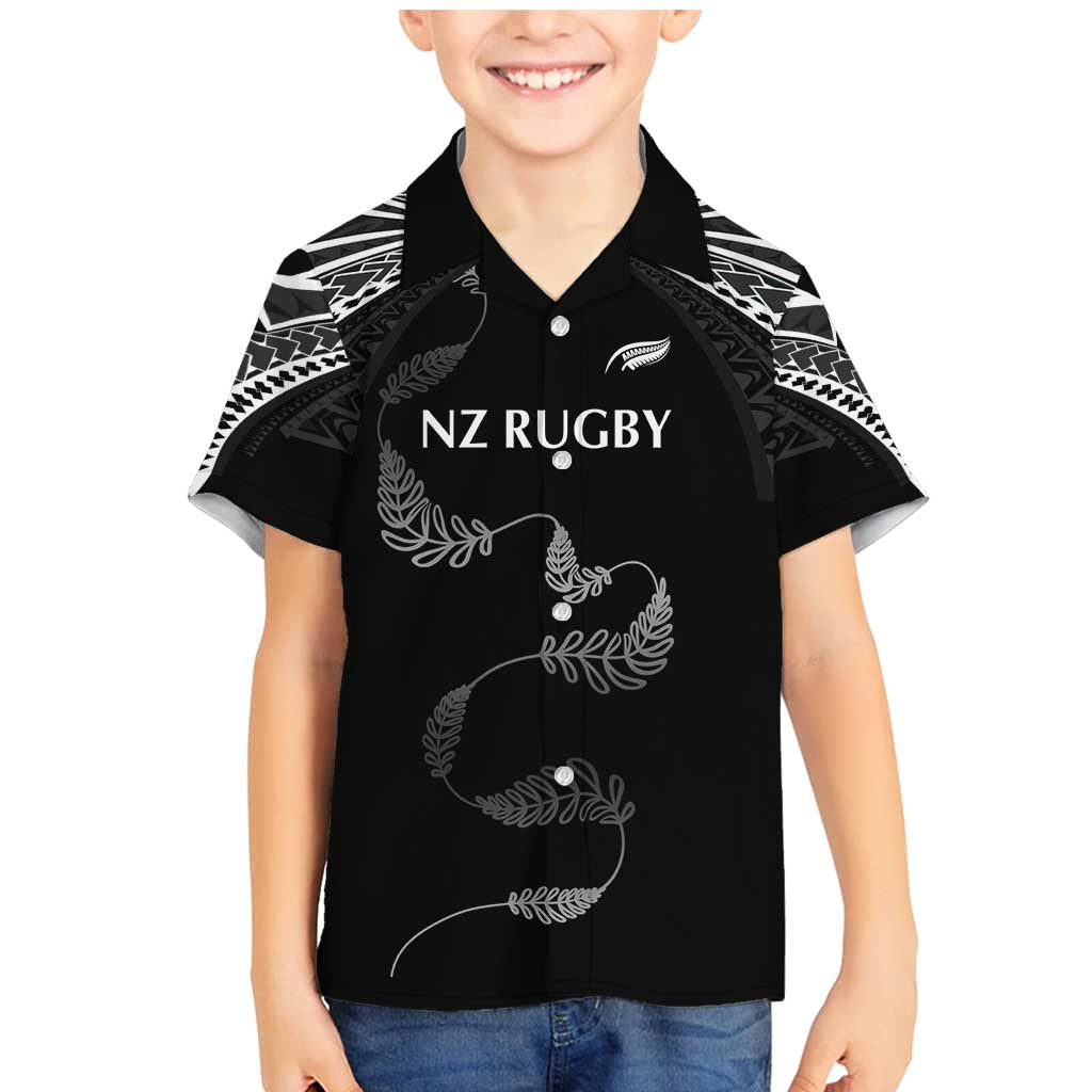 New Zealand Rugby Custom Family Matching Mermaid Dress and Hawaiian Shirt Aotearoa Armour Blacks Silver Ferns - Polynesian Pride