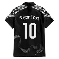 New Zealand Rugby Custom Family Matching Off Shoulder Short Dress and Hawaiian Shirt Aotearoa Armour Blacks Silver Ferns - Polynesian Pride