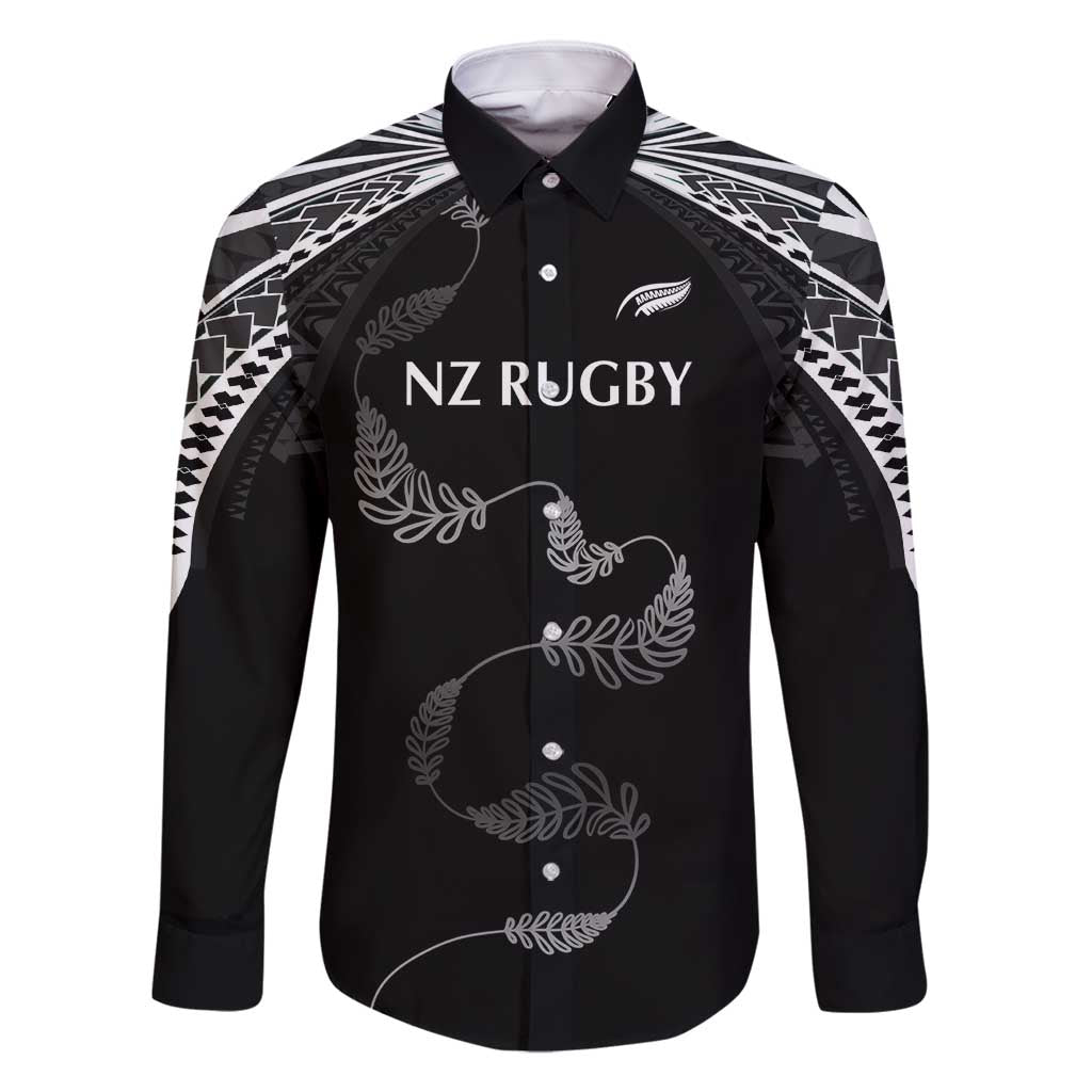 New Zealand Rugby Custom Family Matching Tank Maxi Dress and Hawaiian Shirt Aotearoa Armour Blacks Silver Ferns - Polynesian Pride