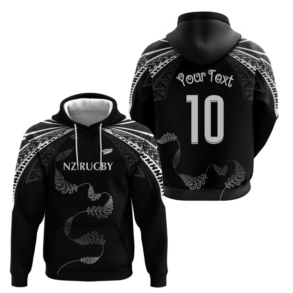 New Zealand Rugby Custom Hoodie Aotearoa Armour Blacks Silver Ferns - Polynesian Pride