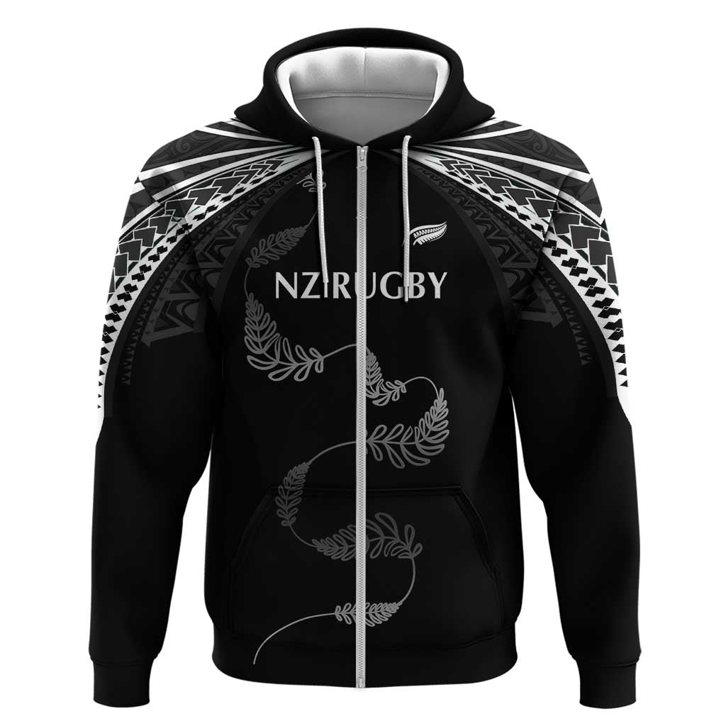 New Zealand Rugby Custom Hoodie Aotearoa Armour Blacks Silver Ferns - Polynesian Pride