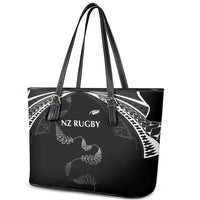 New Zealand Rugby Leather Tote Bag Aotearoa Armour Blacks Silver Ferns - Polynesian Pride
