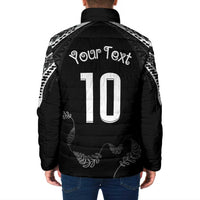 New Zealand Rugby Custom Padded Jacket Aotearoa Armour Blacks Silver Ferns - Polynesian Pride