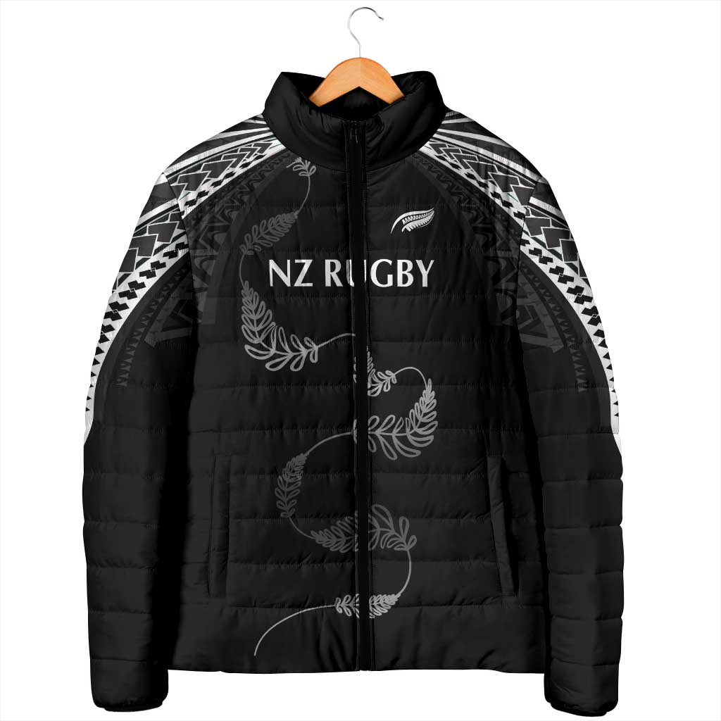 New Zealand Rugby Custom Padded Jacket Aotearoa Armour Blacks Silver Ferns - Polynesian Pride