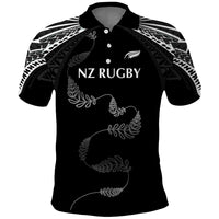 New Zealand Rugby Custom Polo Shirt Aotearoa Armour Blacks Silver Ferns - Polynesian Pride