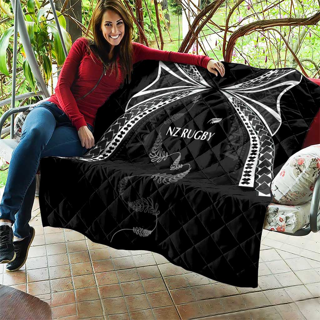 New Zealand Rugby Quilt Aotearoa Armour Blacks Silver Ferns - Polynesian Pride