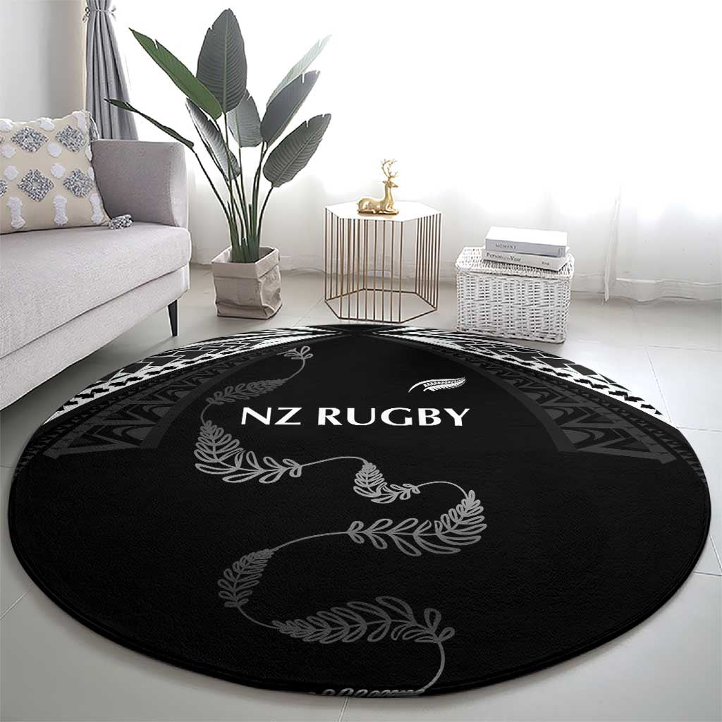 New Zealand Rugby Round Carpet Aotearoa Armour Blacks Silver Ferns - Polynesian Pride