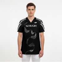 New Zealand Rugby Custom Scrub Top Aotearoa Armour Blacks Silver Ferns - Polynesian Pride