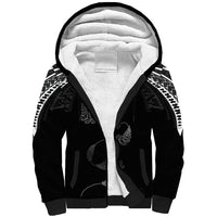 New Zealand Rugby Custom Sherpa Hoodie Aotearoa Armour Blacks Silver Ferns - Polynesian Pride