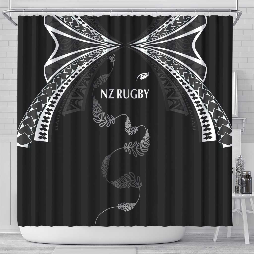New Zealand Rugby Shower Curtain Aotearoa Armour Blacks Silver Ferns - Polynesian Pride